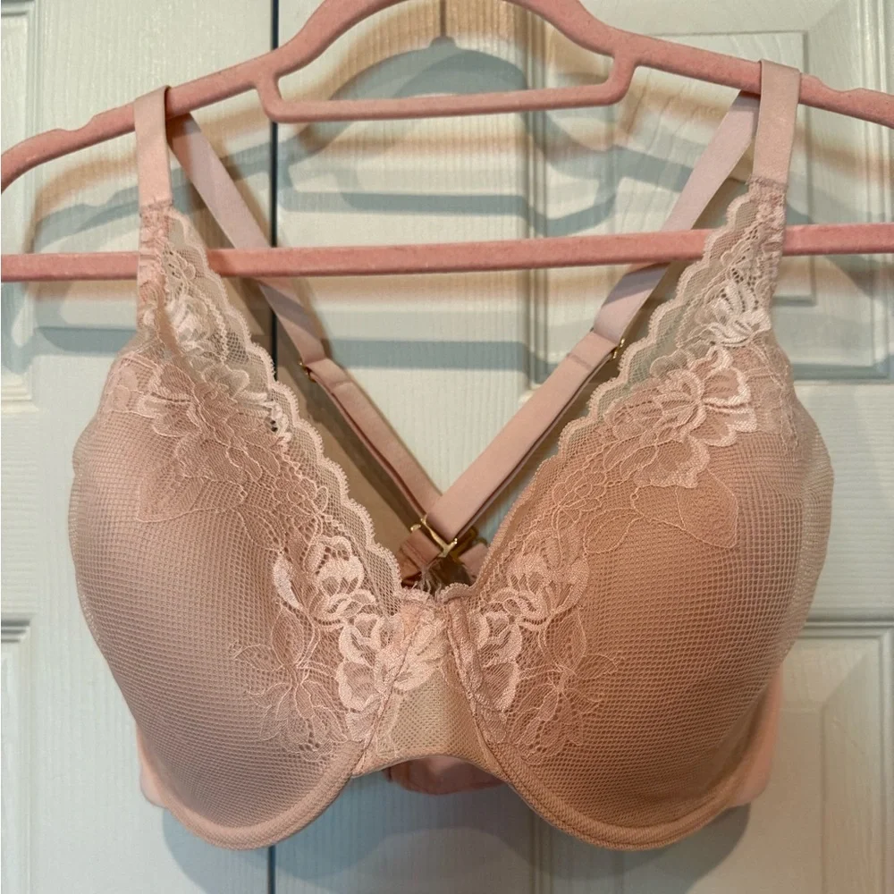 NATORI Underwire Pink Lace Crisscross Adjustable Straps Women’s‎ Size 34G